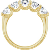 14K Gold Round Lab-Grown Diamond U-Prong Five-Stone Anniversary Band – 4.8 mm Stones - Yellow Gold - view 2