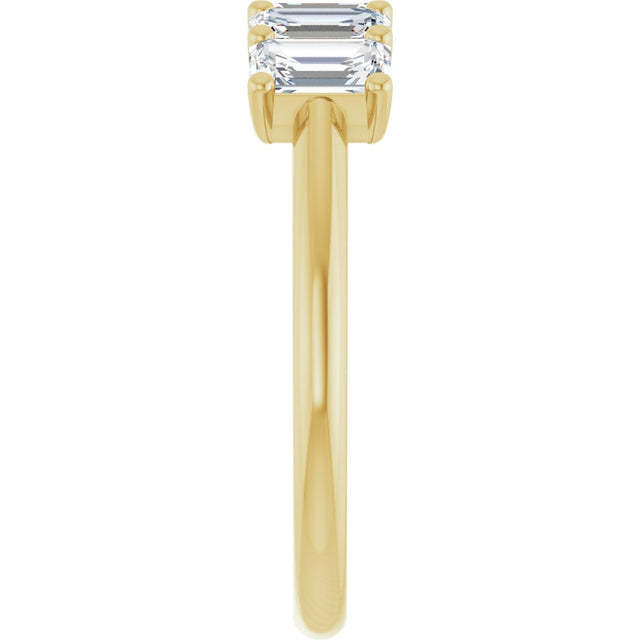 14K Gold Emerald Lab-Grown Diamond U-Prong Five-Stone Anniversary Band – 1 1/2–3 CTW - Yellow Gold - view 4