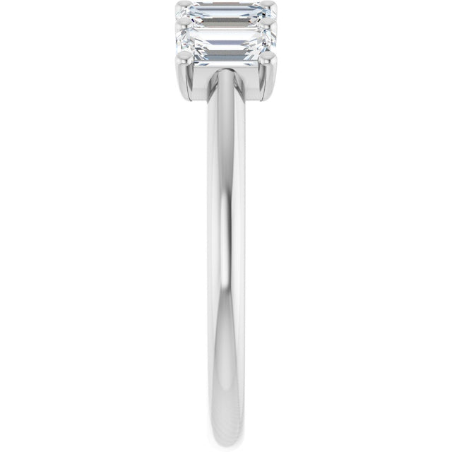 Platinum Emerald Lab-Grown Diamond U-Prong Five-Stone Anniversary Band – 1 1/2–3 CTW - view 4