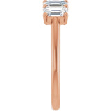 14K Gold Emerald Lab-Grown Diamond U-Prong Five-Stone Anniversary Band – 1 1/2–3 CTW - Rose Gold - view 4
