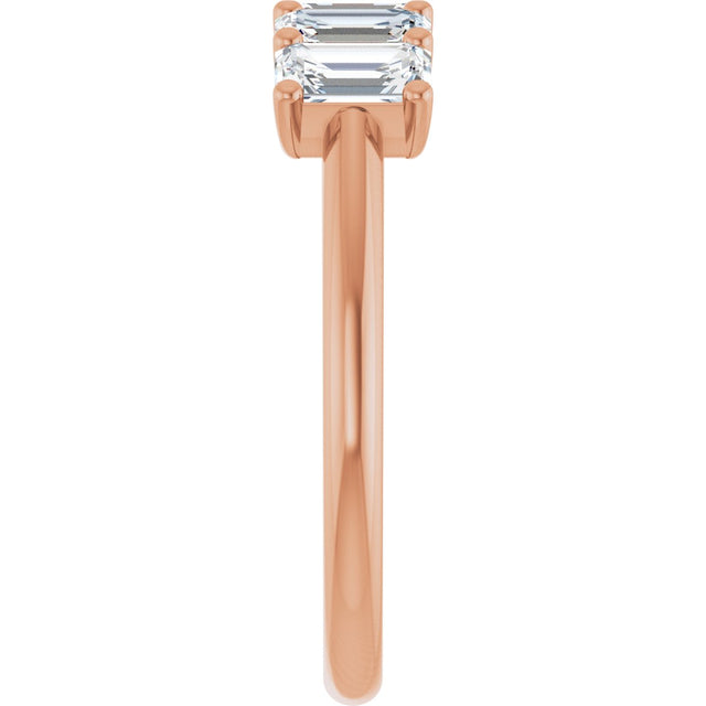 14K Gold Emerald Lab-Grown Diamond U-Prong Five-Stone Anniversary Band – 1 1/2–3 CTW - Rose Gold - view 4