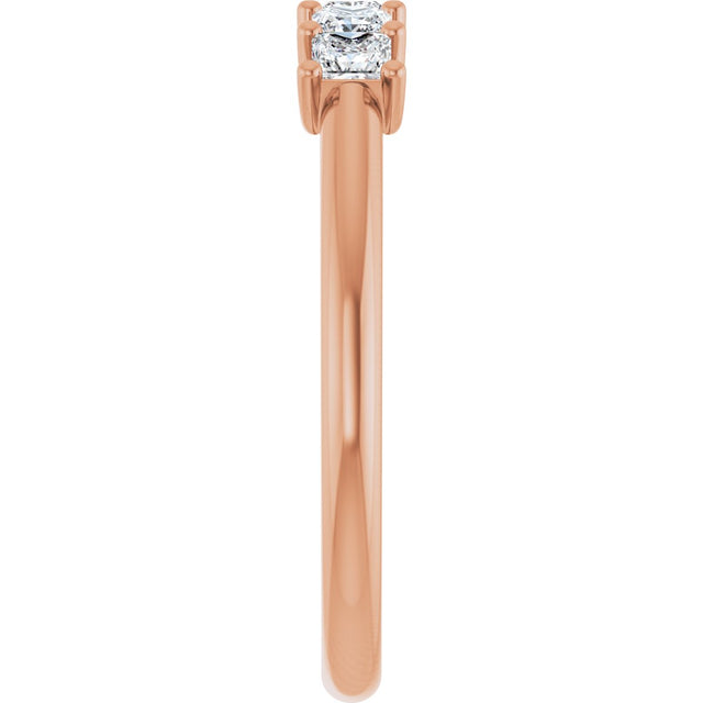 14K Gold Square Lab-Grown Diamond U-Prong Five-Stone Anniversary Band – 1/2–2 CTW - Rose Gold - view 4