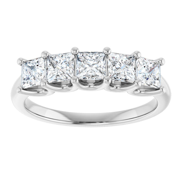 Platinum Square Lab-Grown Diamond U-Prong Five-Stone Anniversary Band – 1/2–2 5/8 CTW - view 3