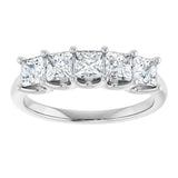 14K Gold Square Lab-Grown Diamond U-Prong Five-Stone Anniversary Band – 1/2–2 CTW - White Gold - view 3