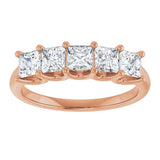14K Gold Square Lab-Grown Diamond U-Prong Five-Stone Anniversary Band – 1/2–2 CTW - Rose Gold - view 3