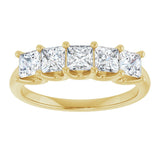 14K Gold Square Lab-Grown Diamond U-Prong Five-Stone Anniversary Band – 1/2–2 CTW - Yellow Gold - view 3
