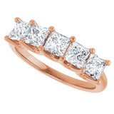 14K Gold Square Lab-Grown Diamond U-Prong Five-Stone Anniversary Band – 1/2–2 CTW - Rose Gold - view 5