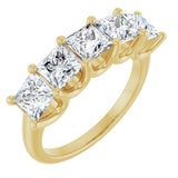 14K Gold Square Lab-Grown Diamond U-Prong Five-Stone Anniversary Band – 2 5/8 CTW - Yellow Gold