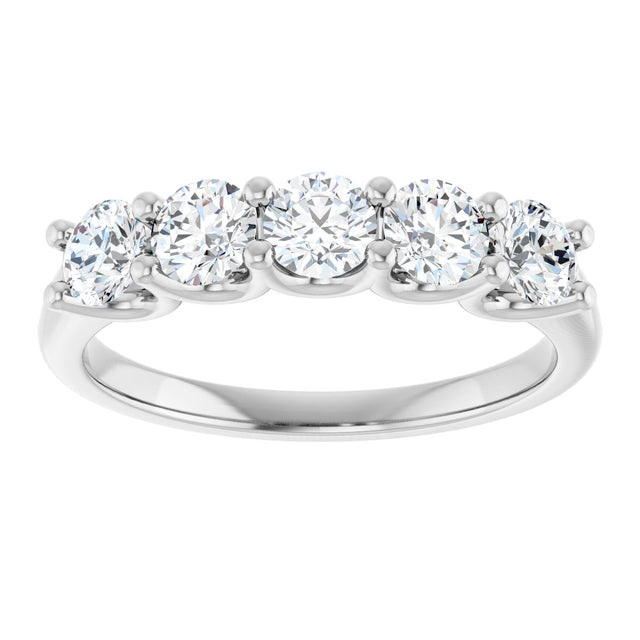 Platinum Round Lab-Grown Diamond U-Prong Five-Stone Anniversary Band – 3.75 mm Stones - view 3