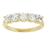 14K Gold Round Lab-Grown Diamond U-Prong Five-Stone Anniversary Band – 3.75 mm Stones - Yellow Gold - view 3