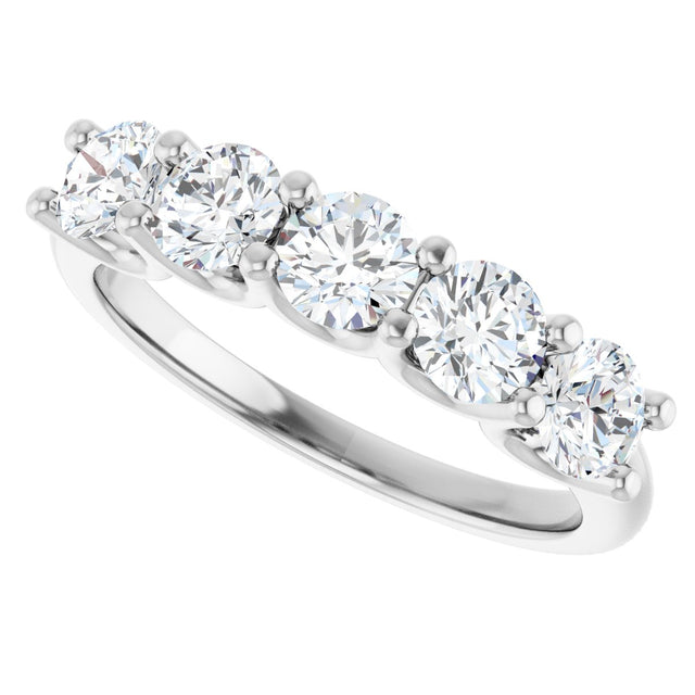 Platinum Round Lab-Grown Diamond U-Prong Five-Stone Anniversary Band – 4.1 mm Stones - view 5