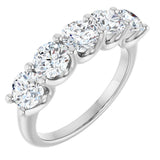 14K Gold Round Lab-Grown Diamond U-Prong Five-Stone Anniversary Band – 4.8 mm Stones - White Gold