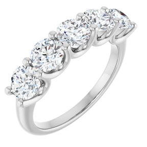 Platinum Round Lab-Grown Diamond U-Prong Five-Stone Anniversary Band – 4.8 mm Stones