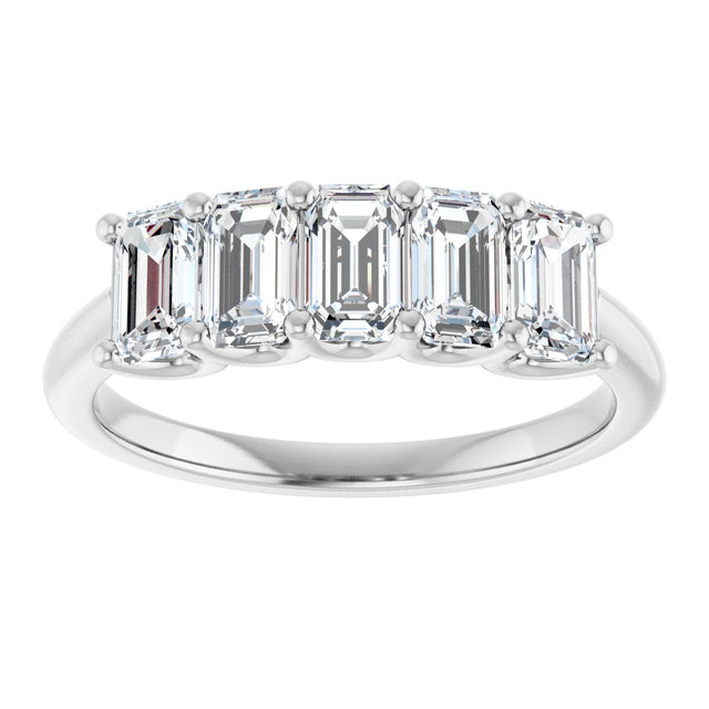 Platinum Emerald Natural Diamond U-Prong Five-Stone Anniversary Band – 1 3/4–3 CTW - view 3