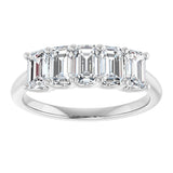 Platinum Emerald Lab-Grown Diamond U-Prong Five-Stone Anniversary Band – 1 1/2–3 CTW - view 3
