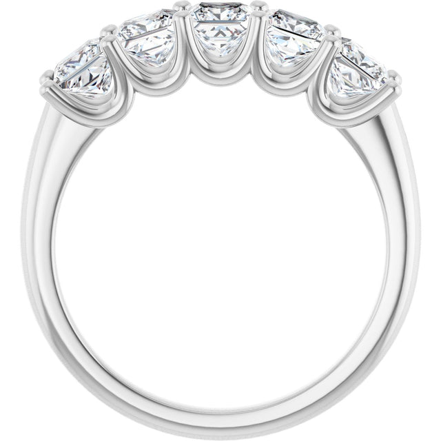 14K Gold Square Lab-Grown Diamond U-Prong Five-Stone Anniversary Band – 1/2–2 CTW - White Gold - view 2