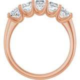 14K Gold Square Lab-Grown Diamond U-Prong Five-Stone Anniversary Band – 1/2–2 CTW - Rose Gold - view 2