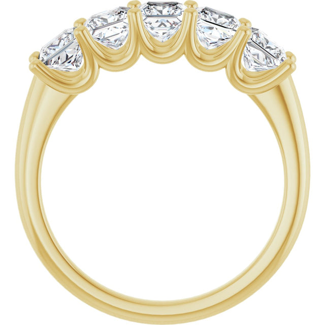 14K Gold Square Lab-Grown Diamond U-Prong Five-Stone Anniversary Band – 1/2–2 CTW - Yellow Gold - view 2