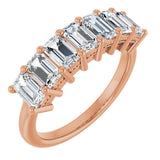 14K Gold Emerald Natural Diamond Seven-Stone Anniversary Band – 2 1/2–4 1/5 CTW - Rose Gold