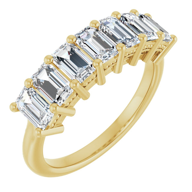 14K Gold Emerald Lab-Grown Diamond Seven-Stone Anniversary Band – 2 1/6–4 1/5 CTW - Yellow Gold