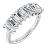 14K Gold Emerald Lab-Grown Diamond Seven-Stone Anniversary Band – 2 1/6–4 1/5 CTW - White Gold