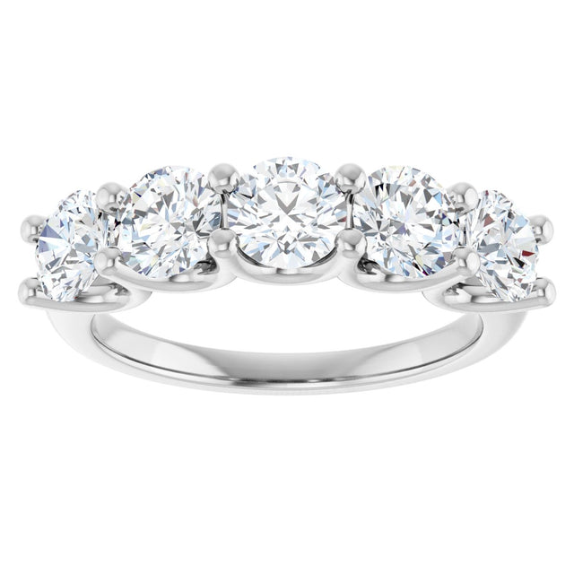 Platinum Round Lab-Grown Diamond U-Prong Five-Stone Anniversary Band – 4.8 mm Stones - view 3
