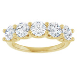 14K Gold Round Lab-Grown Diamond U-Prong Five-Stone Anniversary Band – 4.8 mm Stones - Yellow Gold - view 3