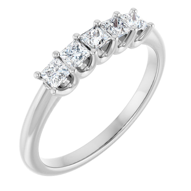 Platinum Square Lab-Grown Diamond U-Prong Five-Stone Anniversary Band – 1/2–2 5/8 CTW