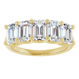 14K Gold Emerald Lab-Grown Diamond U-Prong Five-Stone Anniversary Band – 1 1/2–3 CTW - Yellow Gold - view 3