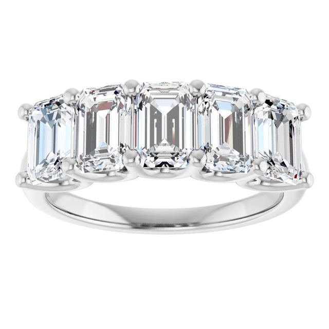 Platinum Emerald Natural Diamond U-Prong Five-Stone Anniversary Band – 1 3/4–3 CTW - view 3