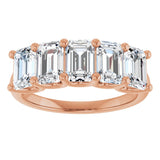 14K Gold Emerald Lab-Grown Diamond U-Prong Five-Stone Anniversary Band – 1 1/2–3 CTW - Rose Gold - view 3