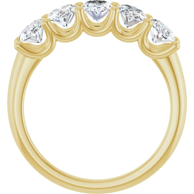 14K Gold Oval Lab-Grown Diamond U-Prong Five-Stone Anniversary Band – 6x4 mm Stones - Yellow Gold - view 2