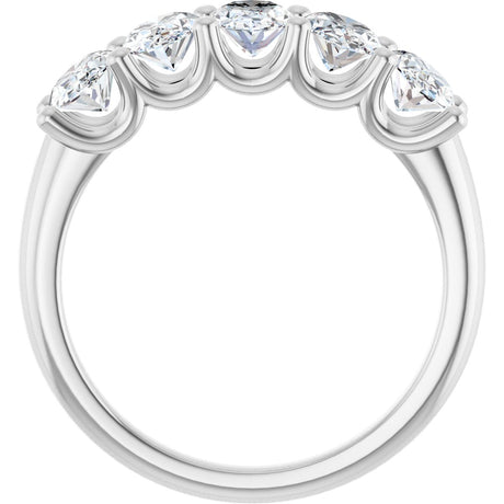 Platinum Oval Natural Diamond U-Prong Five-Stone Anniversary Band – 6x4 mm Stones - view 2