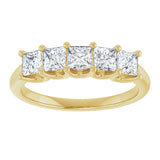 14K Gold Square Lab-Grown Diamond U-Prong Five-Stone Anniversary Band – 1/2–2 CTW - Yellow Gold - view 3