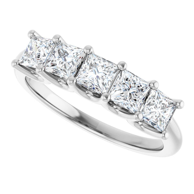 Platinum Square Lab-Grown Diamond U-Prong Five-Stone Anniversary Band – 1/2–2 5/8 CTW - view 5