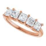 14K Gold Square Lab-Grown Diamond U-Prong Five-Stone Anniversary Band – 1/2–2 CTW - Rose Gold - view 5