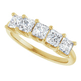 14K Gold Square Lab-Grown Diamond U-Prong Five-Stone Anniversary Band – 1/2–2 CTW - Yellow Gold - view 5
