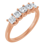 14K Gold Square Lab-Grown Diamond U-Prong Five-Stone Anniversary Band – 1/2–2 CTW - Rose Gold