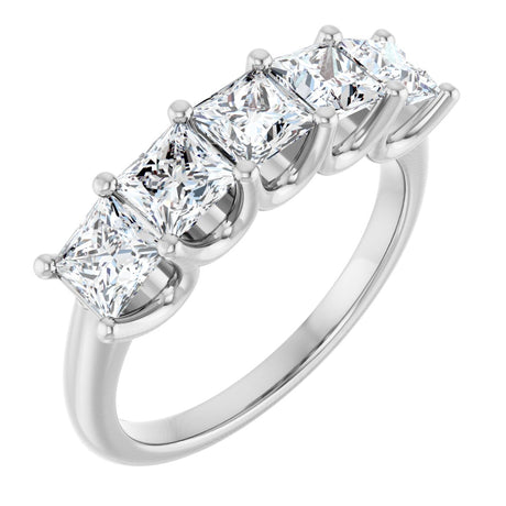 Platinum Square Lab-Grown Diamond U-Prong Five-Stone Anniversary Band – 1/2–2 5/8 CTW