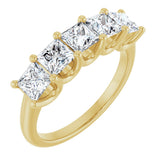 14K Gold Square Lab-Grown Diamond U-Prong Five-Stone Anniversary Band – 1/2–2 CTW - Yellow Gold