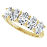 14K Gold Oval Lab-Grown Diamond U-Prong Five-Stone Anniversary Band – 6x4 mm Stones - Yellow Gold - view 5