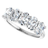 Platinum Oval Lab-Grown Diamond U-Prong Five-Stone Anniversary Band – 6x4 mm Stones - view 5