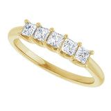 14K Gold Square Lab-Grown Diamond U-Prong Five-Stone Anniversary Band – 1/2–2 CTW - Yellow Gold - view 5
