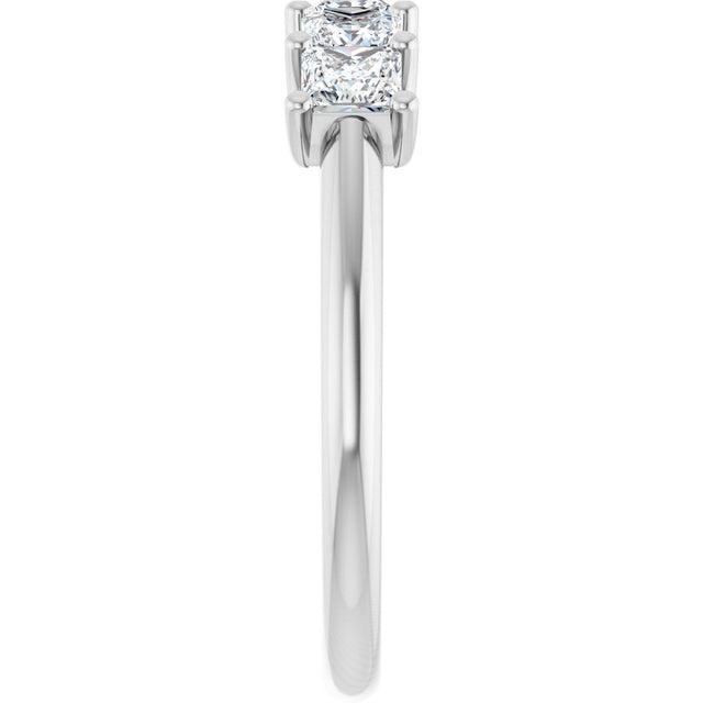 14K Gold Square Lab-Grown Diamond U-Prong Five-Stone Anniversary Band – 1/2–2 CTW - White Gold - view 4