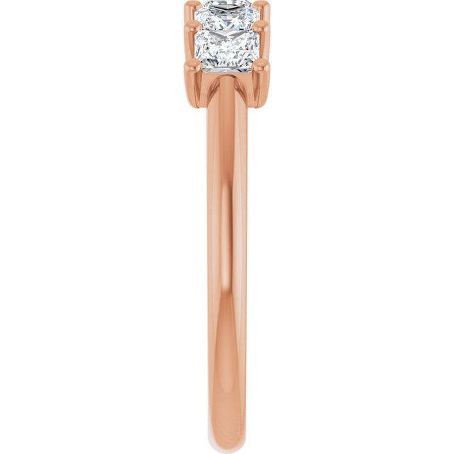 14K Gold Square Lab-Grown Diamond U-Prong Five-Stone Anniversary Band – 1/2–2 CTW - Rose Gold - view 4