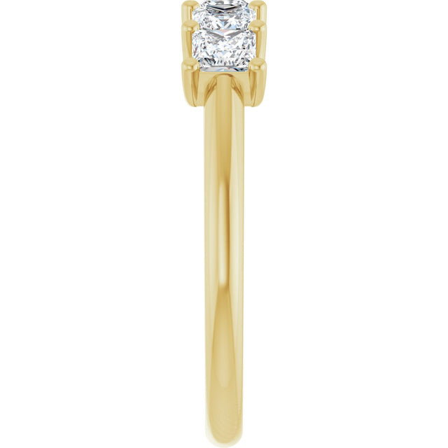 14K Gold Square Lab-Grown Diamond U-Prong Five-Stone Anniversary Band – 1/2–2 CTW - Yellow Gold - view 4