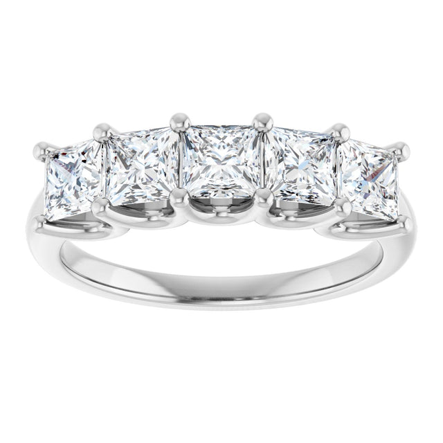 Platinum Square Lab-Grown Diamond U-Prong Five-Stone Anniversary Band – 1/2–2 5/8 CTW - view 3