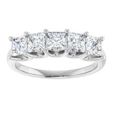 14K Gold Square Lab-Grown Diamond U-Prong Five-Stone Anniversary Band – 1/2–2 CTW - White Gold - view 3