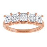 14K Gold Square Lab-Grown Diamond U-Prong Five-Stone Anniversary Band – 1/2–2 CTW - Rose Gold - view 3