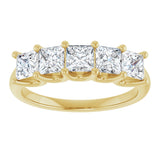 14K Gold Square Lab-Grown Diamond U-Prong Five-Stone Anniversary Band – 1/2–2 CTW - Yellow Gold - view 3